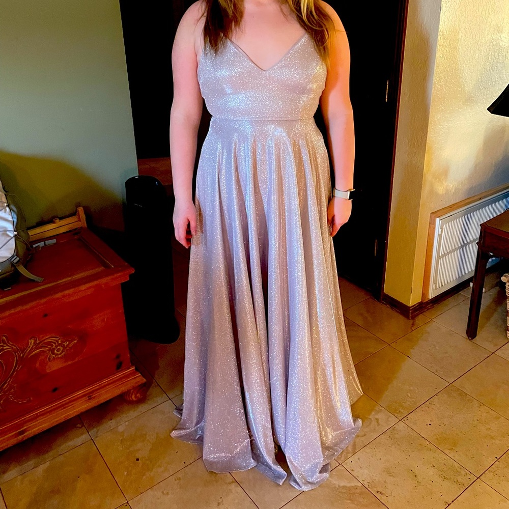 purple sparkle prom dress